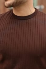 Erkek Fitilli Bisiklet Yaka Triko Tişört - Görsel 3