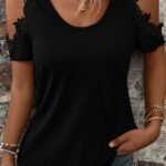 Kadın Omuzlardan Açık Yuvarlak Yakalı Viskon Bluz