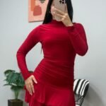 Kadın Uzun Kollu Balıkçı Yaka Mini Fırfırlı Sandy Elbise