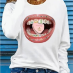 Kadın Uzun Kollu Bisiklet Yaka Baskılı Viskon Bluz