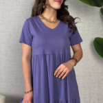 Kadın Kısa Kollu V Yakalı Viskon Elbise