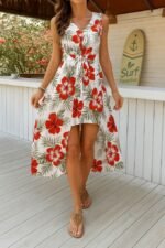 Kadın Kolsuz V Yakalı Desenli Süprem Tulum Elbise - Görsel 3