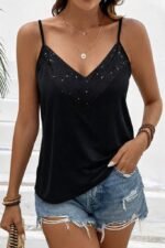 Kadın Ip Askılı V Yakalı Pulpayet Detaylı Sandy Bluz - Görsel 2