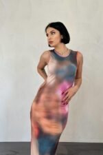 Renkli Batik Desenli Elbise - Görsel 2