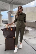 Kadın Uzun Kollu Balıkçı Yaka Belden Lastikli Modal Bluz Ve Pantolon Ikili Takım - Görsel 2