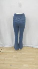 Kadın Yüksek Bel Yanları Lastik önü Düğmeli Kot Pantolon - Görsel 12