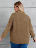 Kadın Beş Düğme Büyük Beden Triko Hırka - Görsel 5