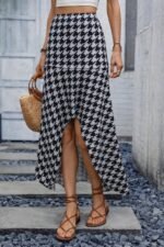 Kadın Yüksek Bel çiçek Desenli önü Asimetrik Detaylı Uzun Süprem Etek