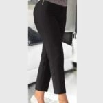 Kadın Yüksek Bel önden Taşlı Ve Tokalı Ithal Krep Pantolon