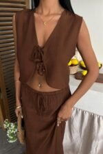 Yelek Önden Bağlamalı Uzun Etekli Takım 10192 - Görsel 3