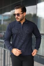 Erkek Selanik örme Yakalı Uzun Kollu Triko - Görsel 6