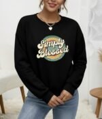 Kadın Uzun Kollu Bisiklet Yaka Viskon Iki Iplik Bluz