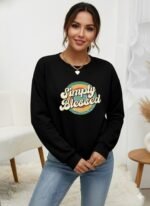 Kadın Uzun Kollu Bisiklet Yaka Viskon Iki Iplik Bluz - Görsel 2