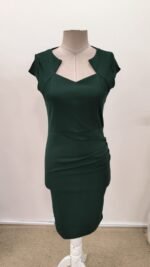 Kadın Kısa Kollu Yakası Asimetrik Kısa Ithal Krep Elbise - Görsel 4