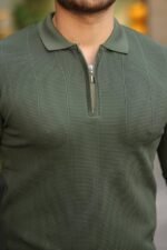 Erkek Pirinç Desenli Uzun Kollu Yakalı Triko - Görsel 3