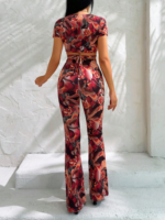 Kadın Kısa Kollu Desenli Takım - Görsel 4