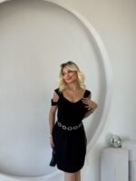 Kadın Askılı Soğuk Omuz Detaylı Modal Elbise - Görsel 5