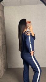 Kadın Uzun Kollu Kolu Tül Yanları şerit Detay Modal Ikili Takım - Görsel 3