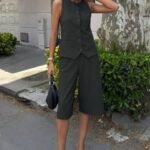 Midi Şortlu Ve Yelekli Viscon Takım 10167