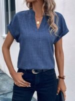 Kadın Kısa Kollu Hakim Yaka Sofya Bluz - Görsel 4