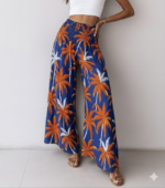 Kadın Yüksek Bel Lastikli Desenli Süprem Pantolon