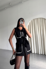 BÜYÜK CEP BİYE DETAYLIYELEK - Siyah - Görsel 4