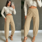 Kadın Yüksek Bel Krep Pantolon - Görsel 2