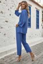 Kadın Uzun Kollu önü Açık Dokuma Ceket Ve Pantolon Ikili Takım - Görsel 3
