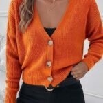 Kadın Uzun Kollu Düğme Detay Triko Bluz