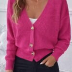 Kadın Uzun Kollu Düğme Detay Triko Bluz