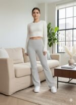 Kadın Yüksek Bel Ispanyol Paçalı Pantolon Tayt - Görsel 9