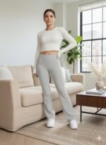 Kadın Yüksek Bel Ispanyol Paçalı Pantolon Tayt - Görsel 11