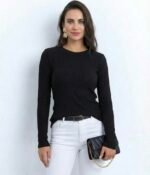 Kadın Uzun Kollu Bisiklet Yaka Triko Kazak - Görsel 3