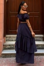 Büzgülü Crop Kat Detaylı Fırfır Etekli Takım 10196 - Görsel 4