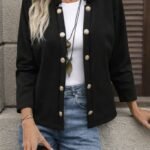 Kadın Uzun Kollu önü Açık Düğmeli Scuba Dalgıç Ceket