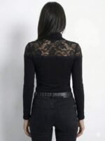 Kadın Uzun Kollu Balıkçı Yaka Dantelli Kaşkorse Bluz - Görsel 2