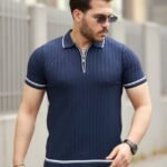 Erkek Fermuarlı Yakalı Kısa Kollu T-shirt