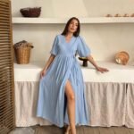 Bebe Mavi Müslin Uzun Elbise