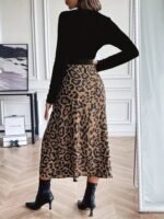 Kadın Uzun Kollu Bisiklet Yaka Ithal Krep Bluz Alt Desenli Modal Midi Elbise - Görsel 4