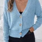 Düğme Detay Triko Bluz