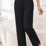 Kadın Yüksek Bel Paçaya Doğru Genişleyen Ithal Krep Pantolon