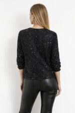 Kadın Uzun Kollu önü Fermuarlı Kısa Pulpayet Ceket - Görsel 3