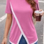 Kadın Kısa Kollu Bisiklet Yaka Viskon Bluz