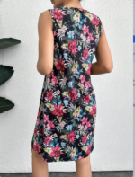 Kadın Renkli çiçek Baskılı Süprem Elbise - Görsel 4