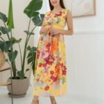 Sarı Çiçek Desenli Yazlık Elbise