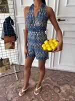 Zikzak Desenli Multi Renk Geçişli Mini Tulum 1365 - Görsel 7