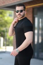 Erkek Hakim Yakalı Kısa Kollu Pamuklu T-shirt - Görsel 2