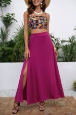 Kadın Yüksek Bel Yandan Yırtmaçlı Uzun Sandy Etek - Görsel 2