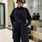 Kadın Uzun Kollu şal Detaylı Bluz Ve Pantolon Ikili Takım (kemer Dahil Değil)