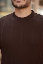 Erkek Desenli çizgi Kabartmalı Kısa Kollu Tişört - Görsel 3